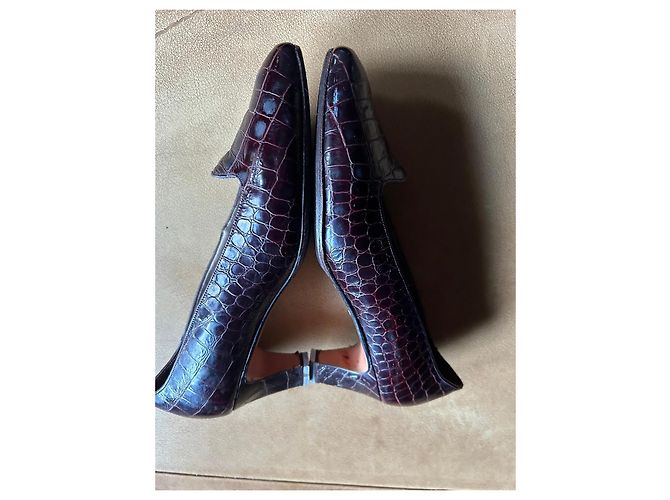 Bally Décolleté in pelle di coccodrillo bordeaux Prugna - vista 7