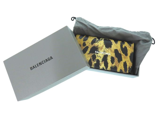 Borsa a tracolla con catena stampa leopardata Balenciaga Nero Beige - vista 2