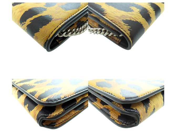 Borsa a tracolla con catena stampa leopardata Balenciaga Nero Beige - vista 4