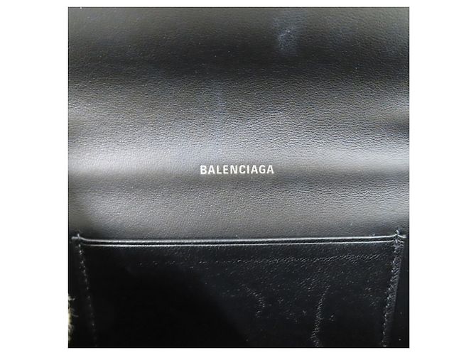 Borsa a tracolla con catena stampa leopardata Balenciaga Nero Beige - vista 6