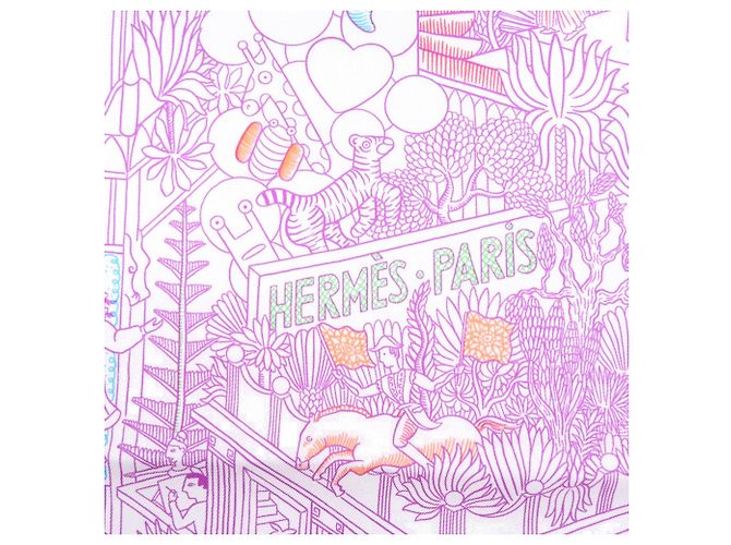 Silk In Hermès Hermes Carré 90 Animapolis Seidentuch Blau Orange Lila - Ansicht 4