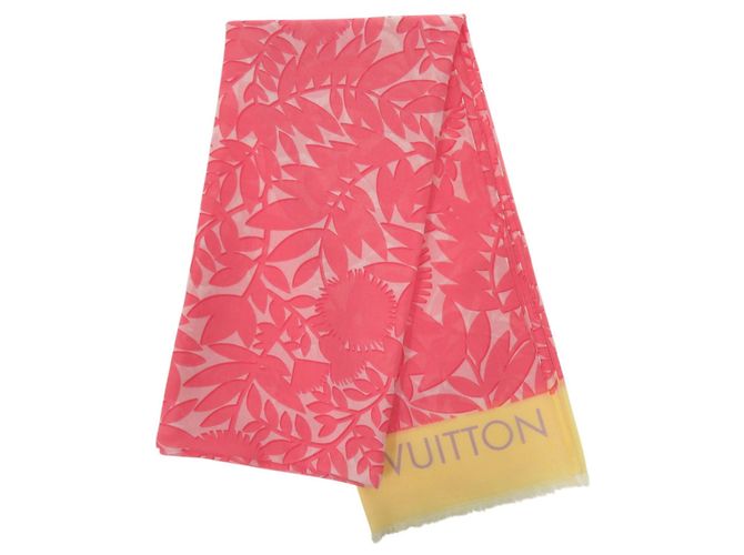 Pareo Louis Vuitton Tropical Flower Shawl Rosa Bianco Giallo - vista 4