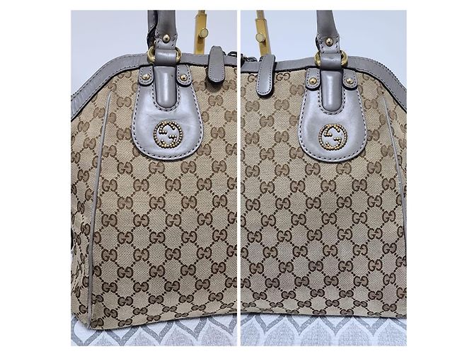 Gucci Scarlett Medium Borsa Satchel in Tela GG - Beige/Marrone - vista 10