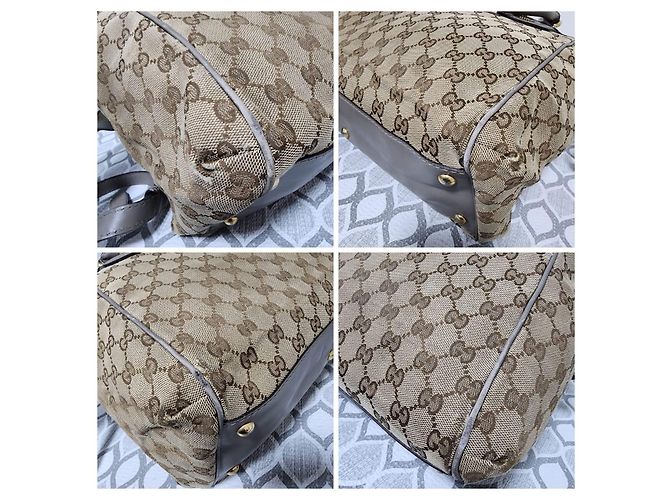 Gucci Scarlett Medium Borsa Satchel in Tela GG - Beige/Marrone - vista 14