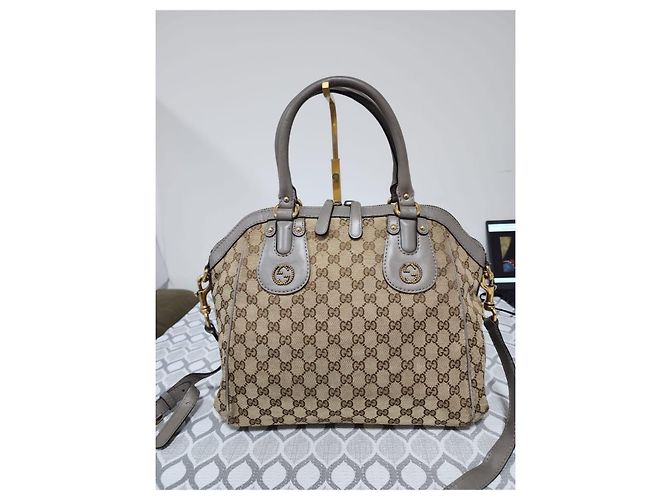 Gucci Scarlett Medium Borsa Satchel in Tela GG - Beige/Marrone - vista 17