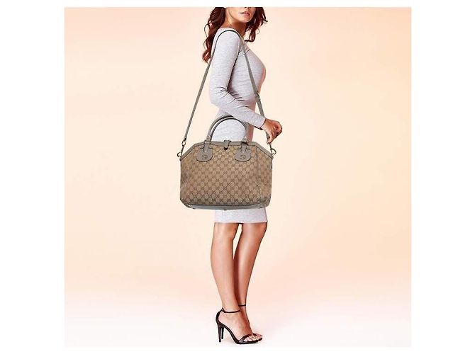 Gucci Scarlett Medium Borsa Satchel in Tela GG - Beige/Marrone - vista 18