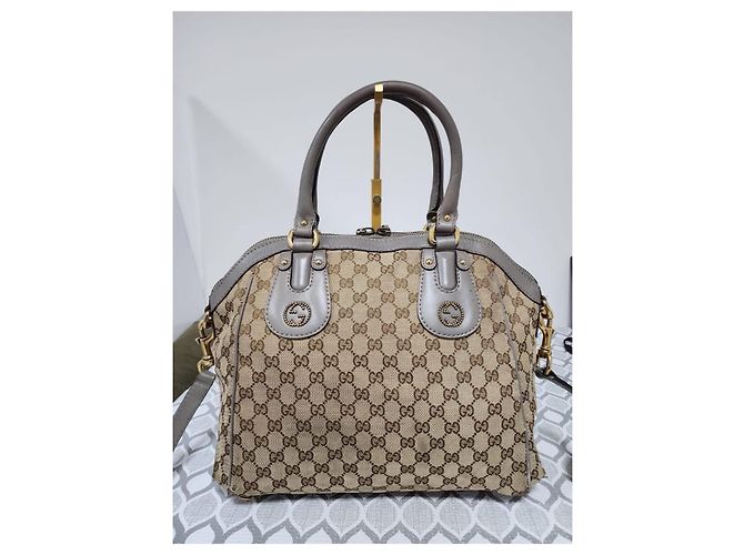Gucci Scarlett Medium Borsa Satchel in Tela GG - Beige/Marrone - vista 3