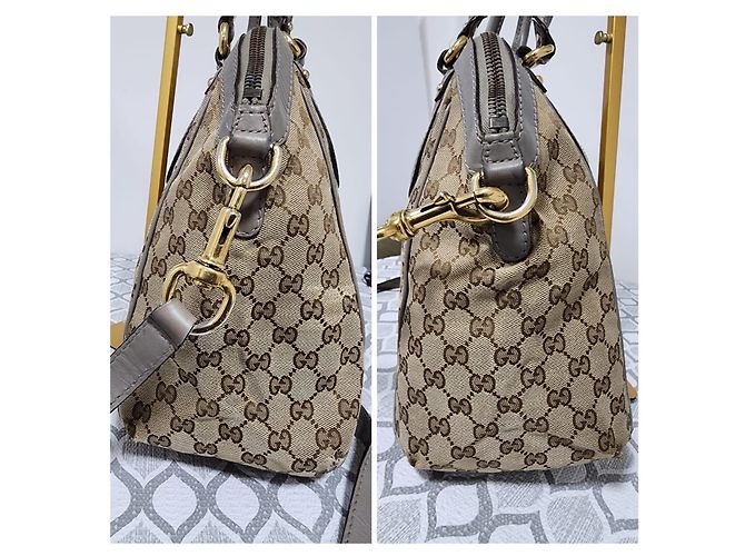 Gucci Scarlett Medium Borsa Satchel in Tela GG - Beige/Marrone - vista 7