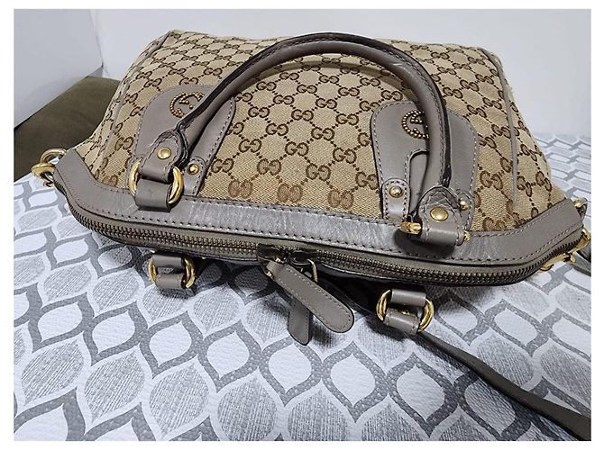 Gucci Scarlett Medium Borsa Satchel in Tela GG - Beige/Marrone - vista 8
