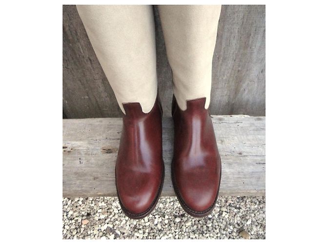 Autre Marque Calero Two-Tone Leather Riding Boots Size 38 Brown Beige - view 3