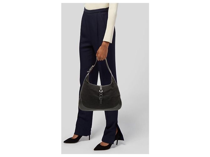Gucci Borsa Jackie Denim GG Canvas Nero - vista 12