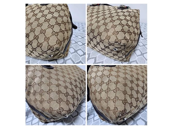 Gucci Borsa Boston GG Canvas Match Beige Marrone - vista 10