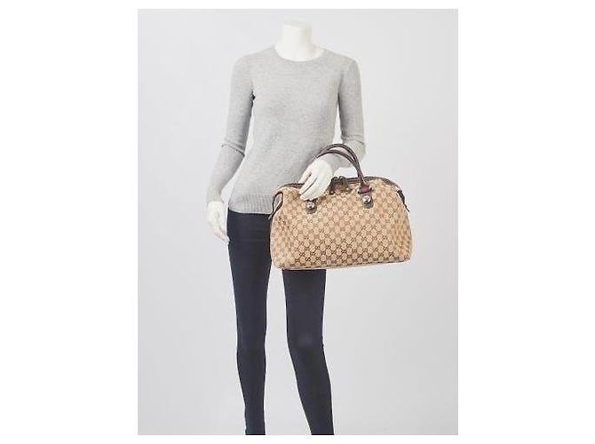 Gucci Borsa Boston GG Canvas Match Beige Marrone - vista 14