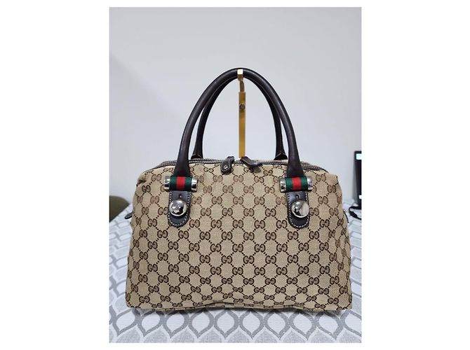 Gucci Borsa Boston GG Canvas Match Beige Marrone - vista 3