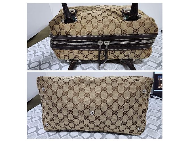Gucci Borsa Boston GG Canvas Match Beige Marrone - vista 6