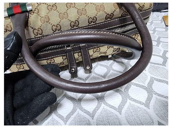 Gucci Borsa Boston GG Canvas Match Beige Marrone - vista 7