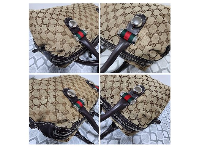 Gucci Borsa Boston GG Canvas Match Beige Marrone - vista 8