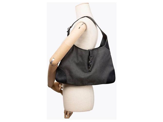 Gucci Jackie Borsa Hobo in Denim Nero - vista 11
