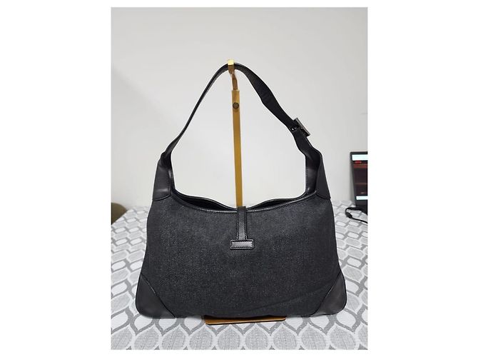 Gucci Jackie Borsa Hobo in Denim Nero - vista 3