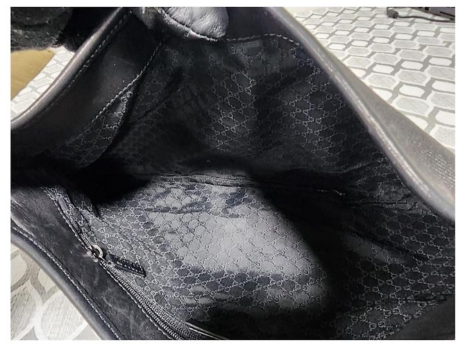 Gucci Jackie Borsa Hobo in Denim Nero - vista 9
