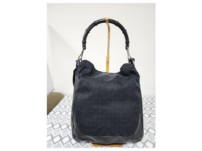 Bolsa Gucci GG Canvas Bamboo Preta Preto - view 10