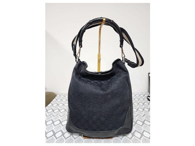 Bolsa Gucci GG Canvas Bamboo Preta Preto - view 11