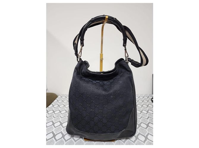 Bolsa Gucci GG Canvas Bamboo Preta Preto - view 3