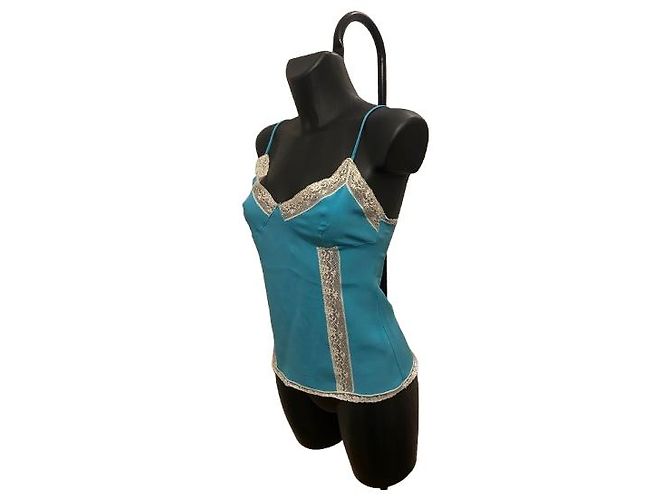 Dolce & Gabbana Top in pizzo blu e bianco Dolce&Gabbana - vista 2