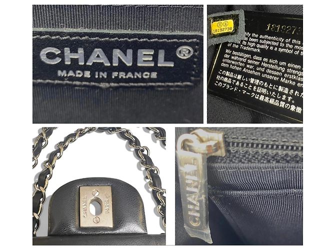 Chanel 13P Runway Blue Black Jersey Classic Medium Single Flap Bag SHW Nero Silver hardware - vista 12