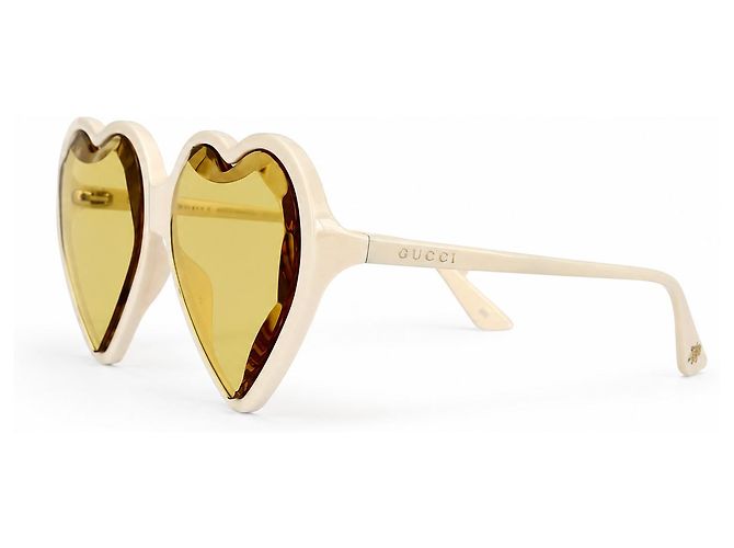 Occhiali da sole Gucci a forma di cuore Bianco Giallo - vista 2