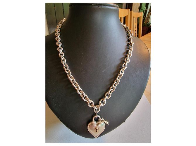 Tiffany & Co CollieCœur lucchetto e chiave in Argento Sterling 925 e oro giallo 750/000750 Silver hardware - vista 3
