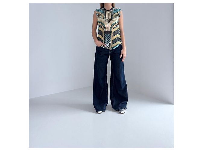 Top sin mangas con estampado geométrico y botones dorados Balmain Multicolor - vista 2