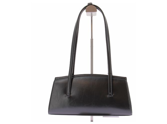 Autre Marque FREJA Black Leather Double Handle Bag - view 4