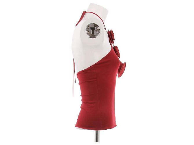 Top Magda Butrym Rouge à Motifs Floraux en Coton - vue 4