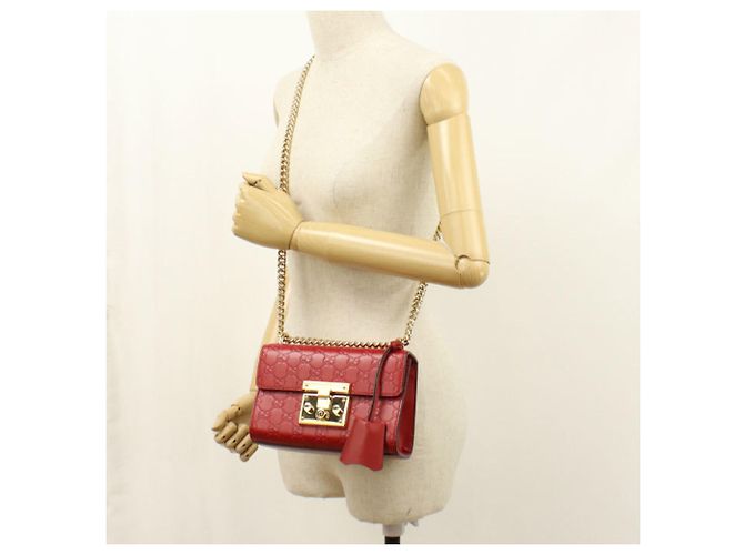Borsa a tracolla in pelle rossa Gucci Rosso - vista 7