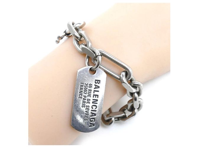 Bracciale con moschettone e targhette in ottone Balenciaga - vista 6