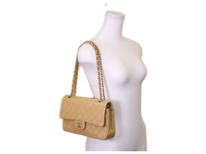 Chanel A01112 Lambskin Matelassé 25 Bolso de Hombro Beige - vista 14