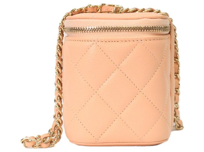 Borsa a tracolla Chanel AP1341 in pelle caviar rosa beige - vista 2