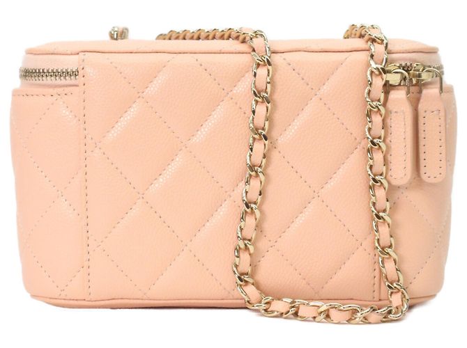 Borsa a tracolla Chanel AP1341 in pelle caviar rosa beige - vista 3