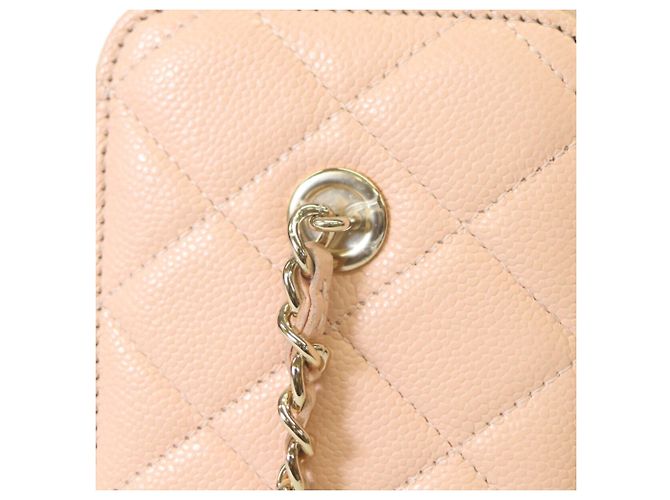 Borsa a tracolla Chanel AP1341 in pelle caviar rosa beige - vista 7