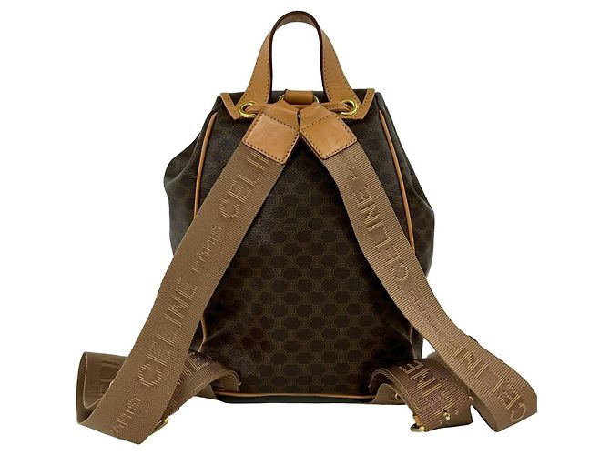 Céline Celine Vintage Macadam Blazon Triomphe Leder Rucksack Braun - Ansicht 3
