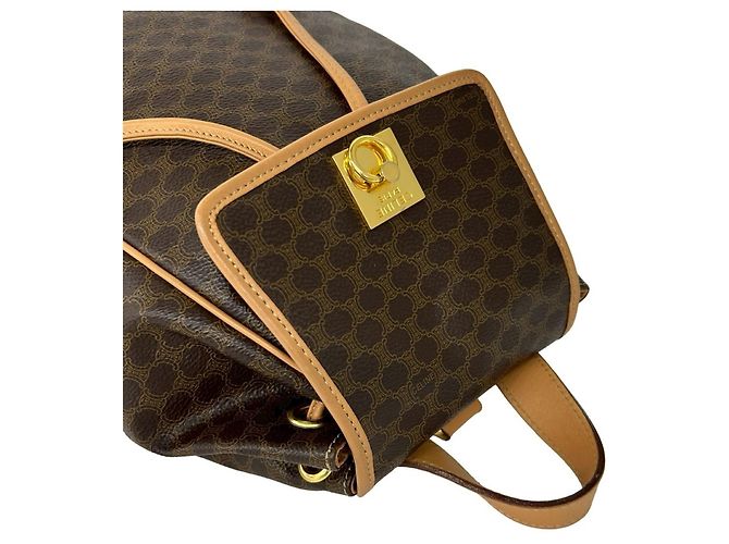 Céline Celine Vintage Macadam Blazon Triomphe Leder Rucksack Braun - Ansicht 4