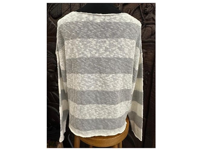Autre Marque Jersey Esthème Paris a rayas de algodón y lino Blanco Gris - vista 2