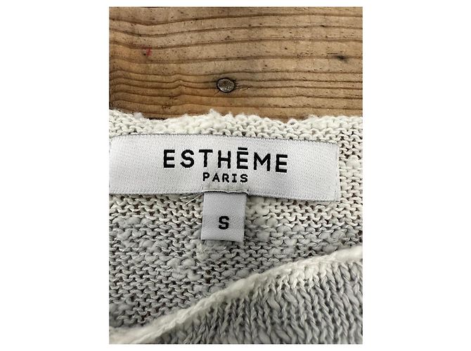 Autre Marque Jersey Esthème Paris a rayas de algodón y lino Blanco Gris - vista 3
