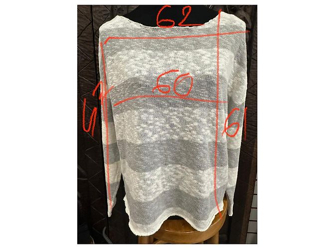 Autre Marque Jersey Esthème Paris a rayas de algodón y lino Blanco Gris - vista 5