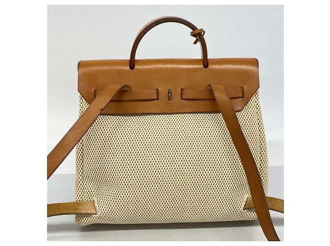 Hermès Zaino Hermes Herbag Ad PM Toile GM in Natural - vista 13