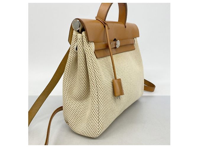 Hermès Zaino Hermes Herbag Ad PM Toile GM in Natural - vista 2