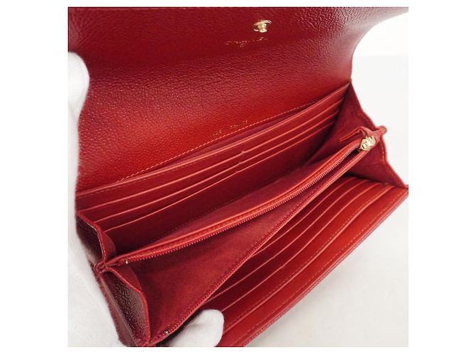 Chanel Boy Long Wallet in Red Caviar Leather - view 3