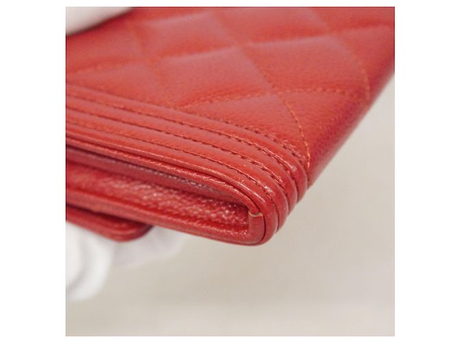 Chanel Boy Long Wallet in Red Caviar Leather - view 5