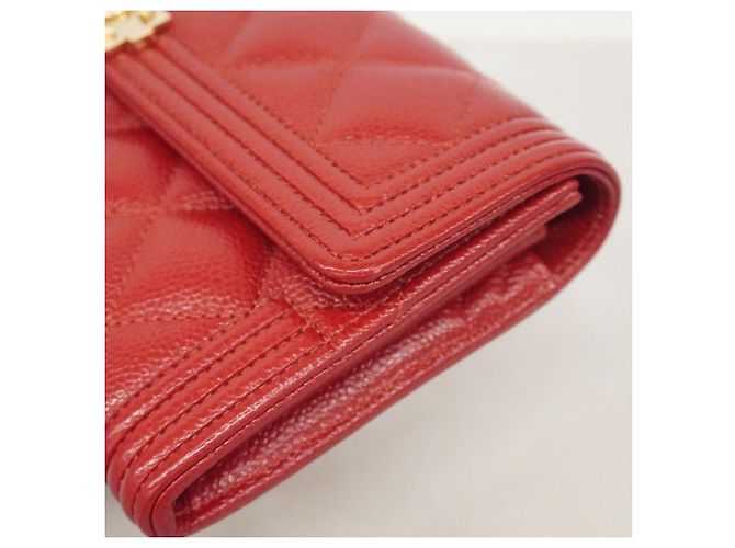 Chanel Boy Long Wallet in Red Caviar Leather - view 6